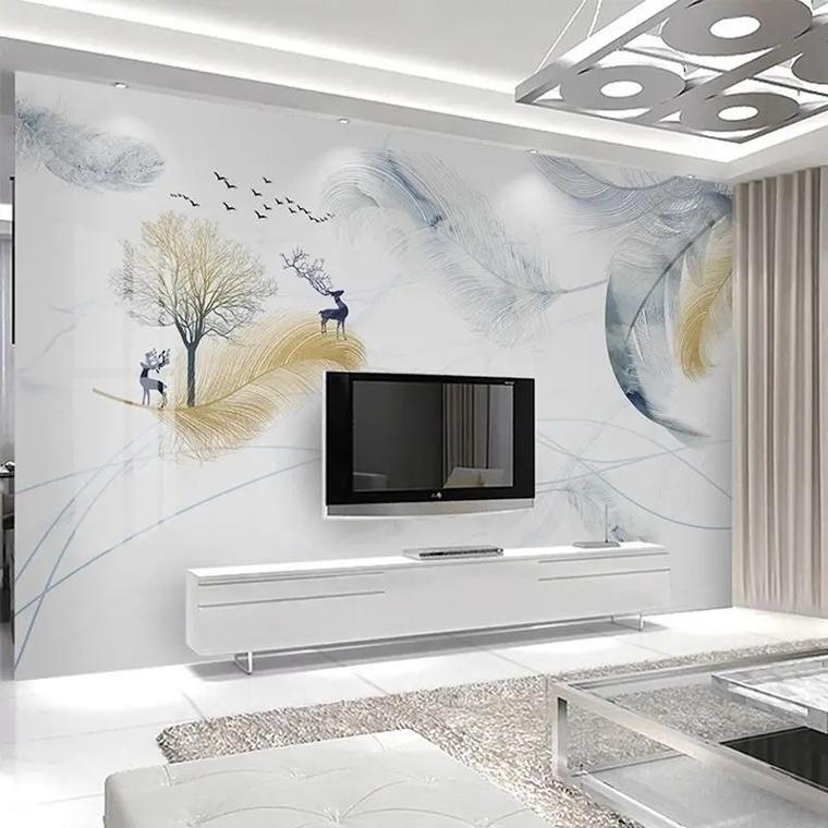 电视墙壁纸效果图时尚客厅就在眼前