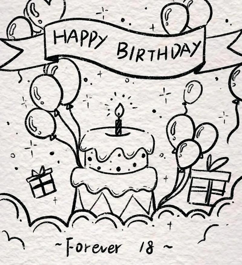 生日温暖手绘插画-怎么用画画做生日贺卡用画做生日贺卡