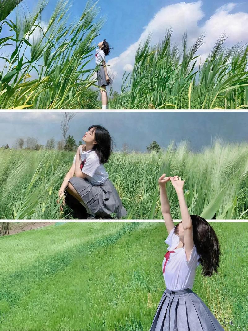 在稻田里照相最好用什么姿势照好看???(看不到脸的)