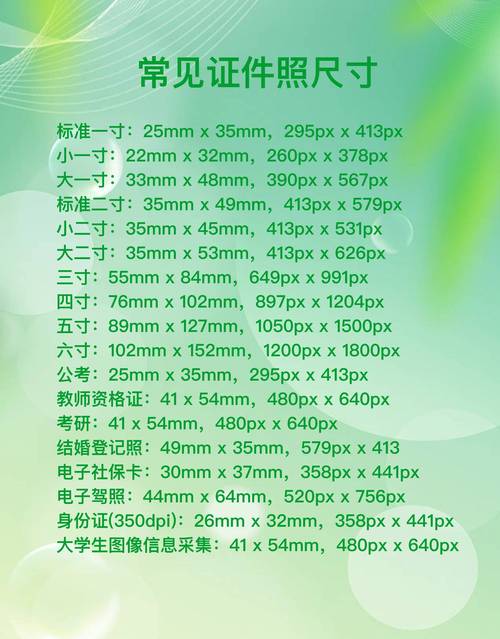 一寸电子版照片尺寸