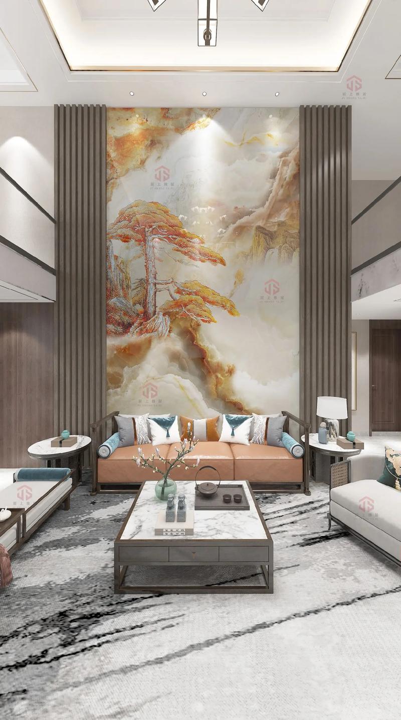 简单大气的背景墙效果图挑高