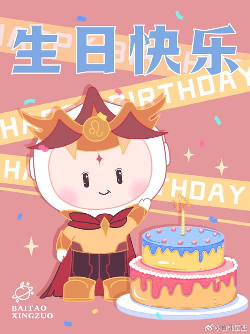 ...然后下面是生日快乐四个字,图片背景是他的星座,上面