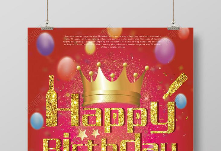 海报生日设计模板-英语生日海报简单型