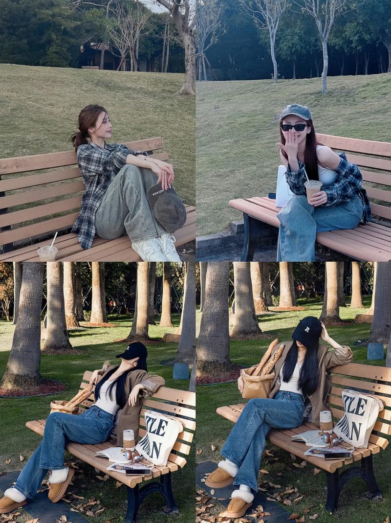 长椅拍照姿势的摆法图片