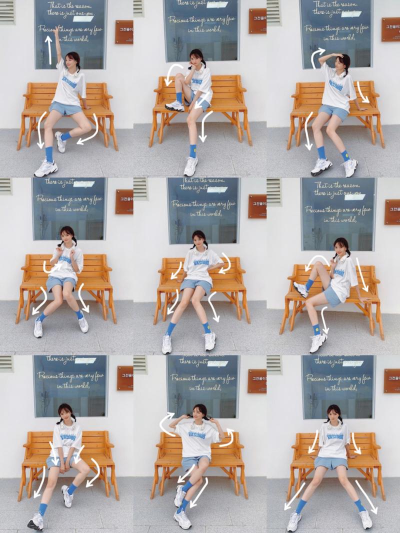 穿裙子坐姿拍照姿势