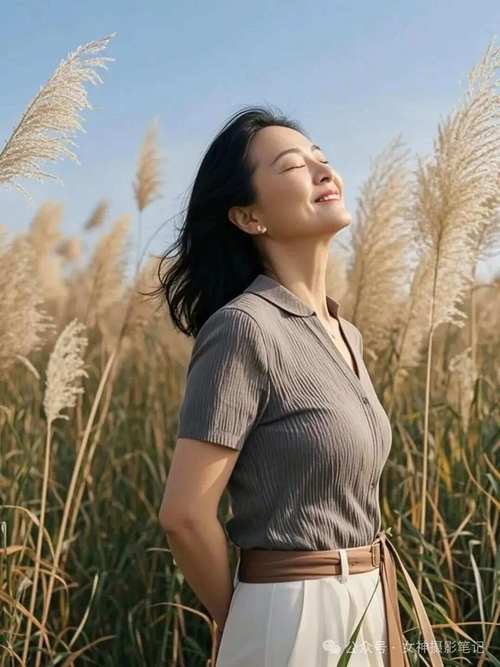 中年女人优雅自然的拍照姿势