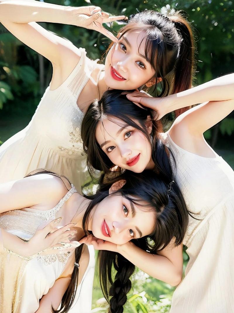 三个人拍照的造型