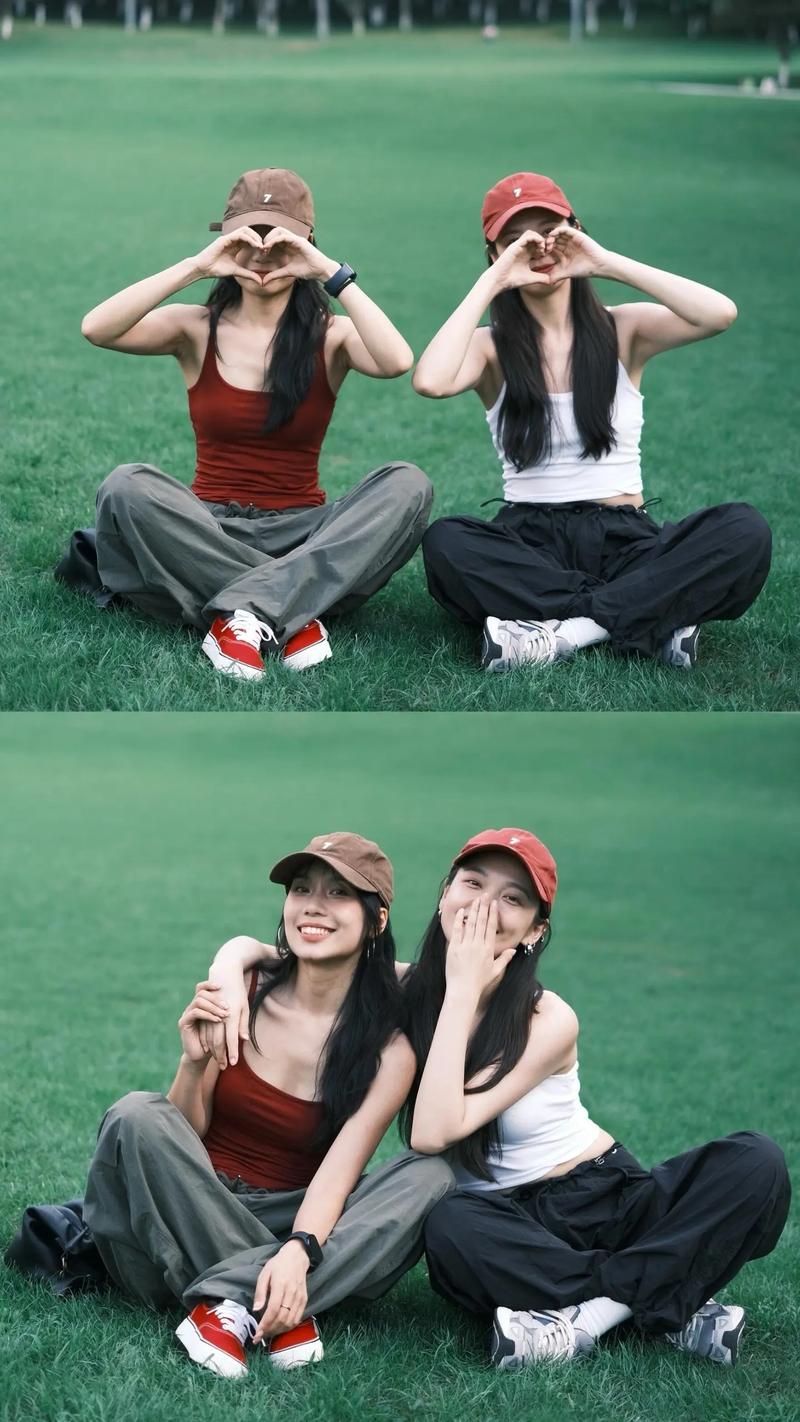 学生闺蜜拍照姿势超有爱