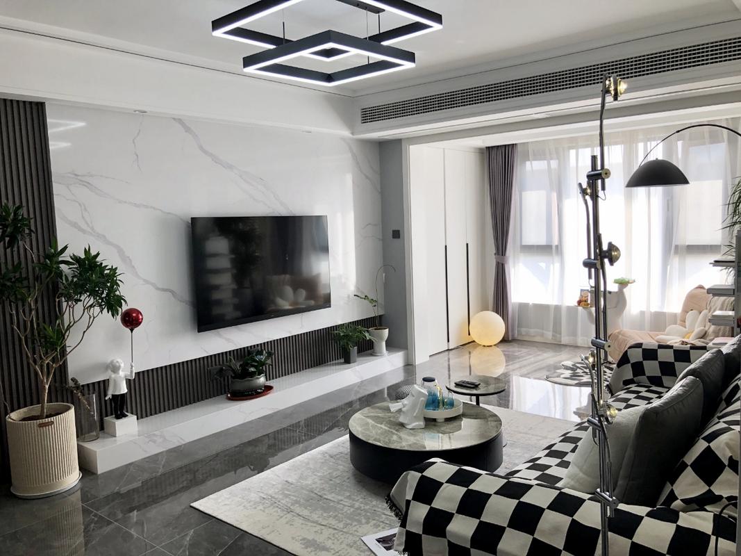 现代简约电视背景墙效果图电视墙造型简单大方