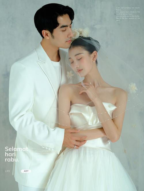 韩式纯色背景婚纱照如何拍摄