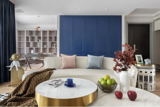 简单大气的背景墙效果图蓝色图3