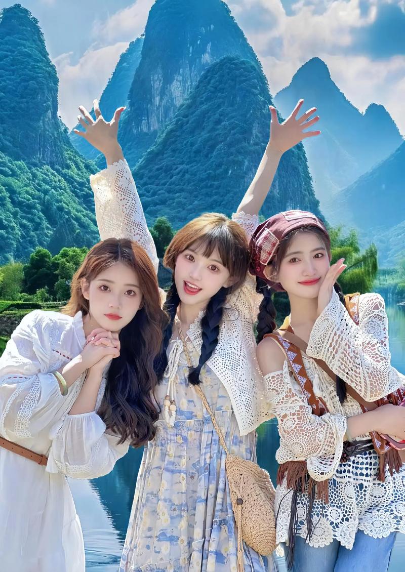 闺蜜三人女生三人拍照姿势