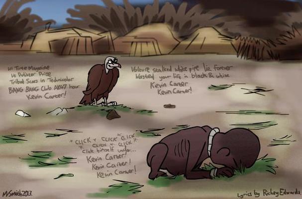 那张获奖的秃鹫觊觎一个快要饿死的小女孩的照片叫什么啊?摄影师叫什...