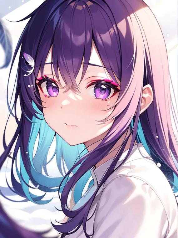 动漫二次元紫色,粉色,蓝色少女图片,越多越好