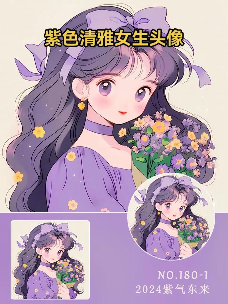 好看的紫色背景头像女生图1