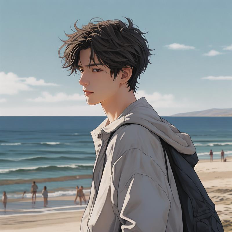 唯美动漫男生背影高清图片