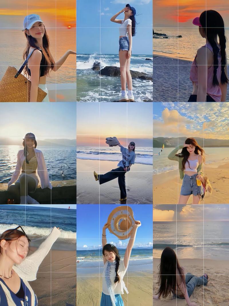 拍毕业照女同学学一下女明星海边拍照姿势?