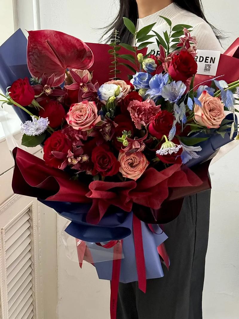 挽回男友花束拍照姿势室内