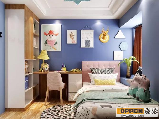 蓝色背景墙儿童房装修效果图,让孩子的世界更精彩