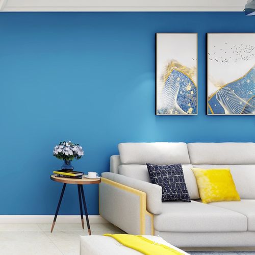 蓝色的壁纸配什么墙画