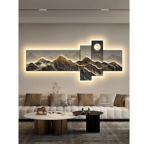 简单大气的背景墙效果图影视墙壁画山水画图1