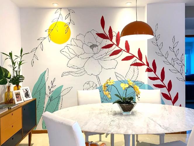 惊艳呈现!8款唯美系客厅手绘背景墙